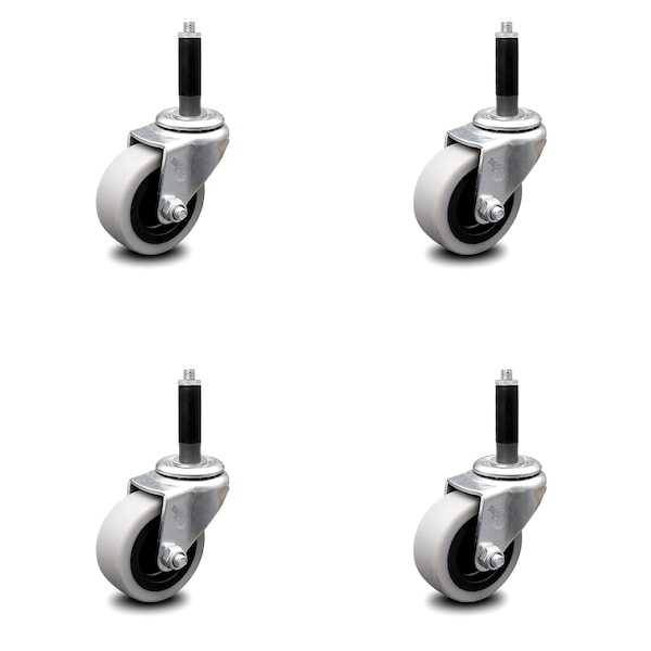 2 Inch Thermoplastic Rubber Wheel 3/4 Inch Expanding Stem Caster SCC, 4PK